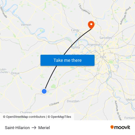 Saint-Hilarion to Meriel map