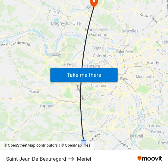 Saint-Jean-De-Beauregard to Meriel map