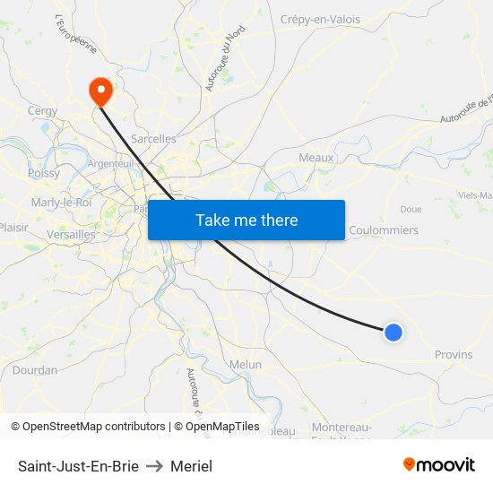 Saint-Just-En-Brie to Meriel map