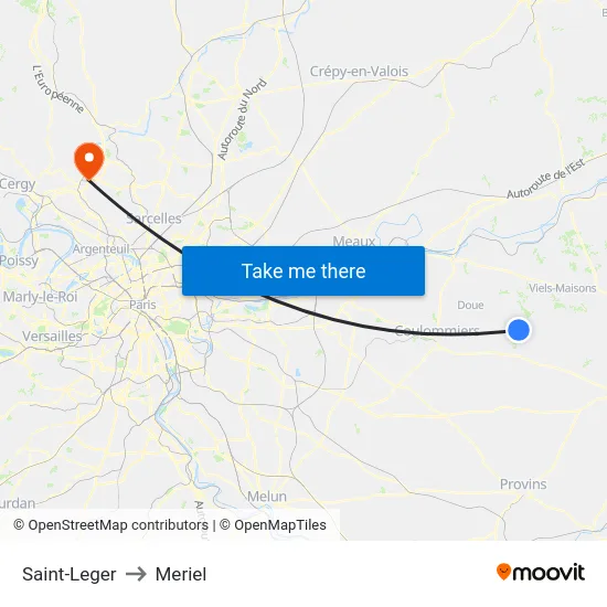 Saint-Leger to Meriel map