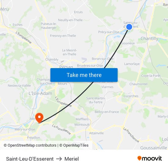 Saint-Leu-D'Esserent to Meriel map