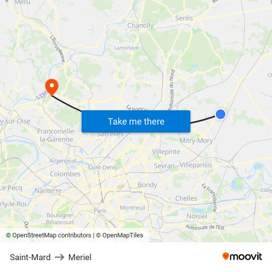 Saint-Mard to Meriel map