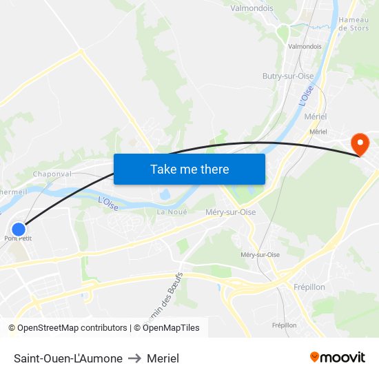 Saint-Ouen-L'Aumone to Meriel map