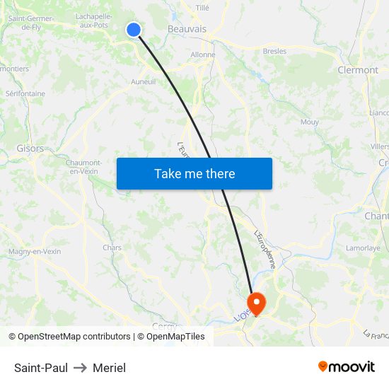 Saint-Paul to Meriel map