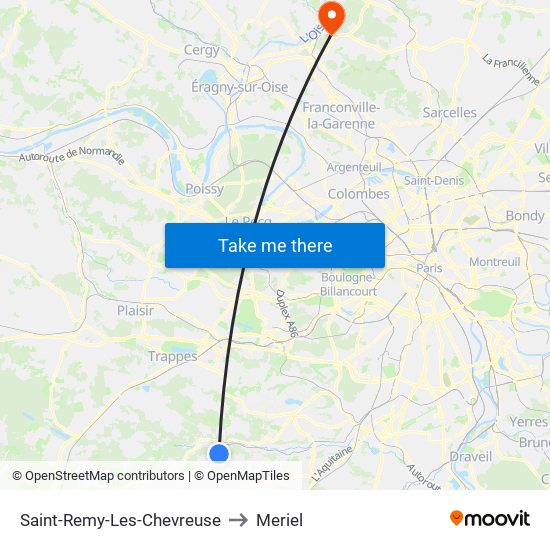 Saint-Remy-Les-Chevreuse to Meriel map