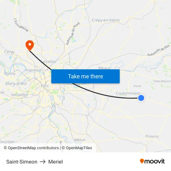 Saint-Simeon to Meriel map