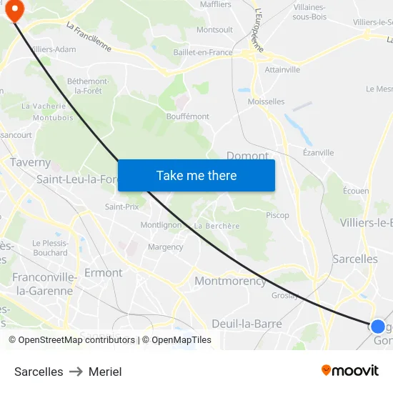 Sarcelles to Meriel map
