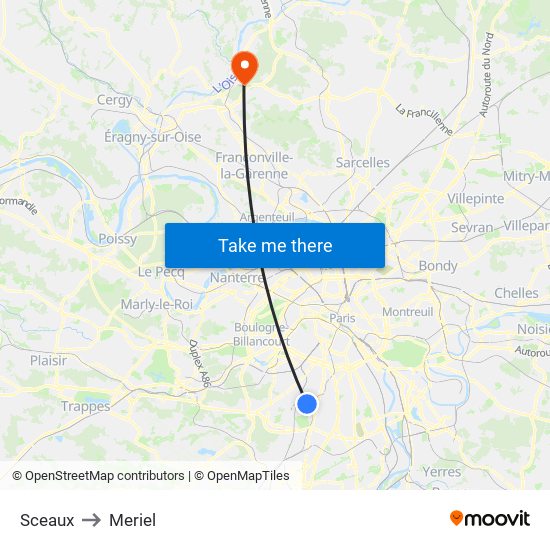 Sceaux to Meriel map