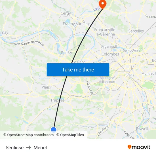 Senlisse to Meriel map