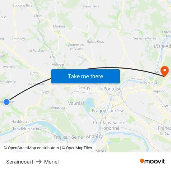 Seraincourt to Meriel map