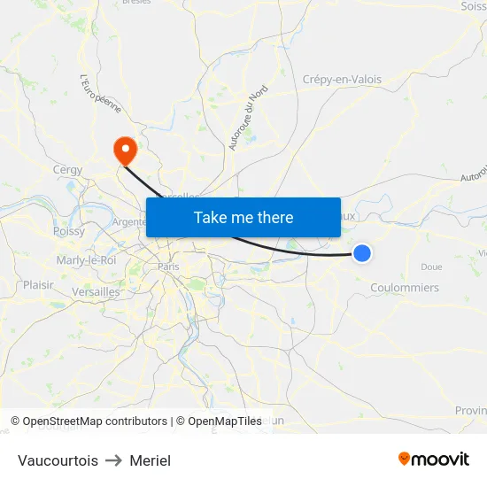 Vaucourtois to Meriel map