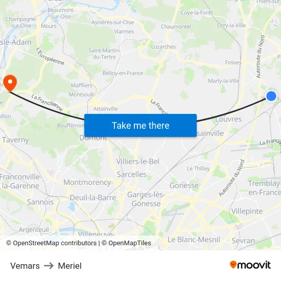 Vemars to Meriel map