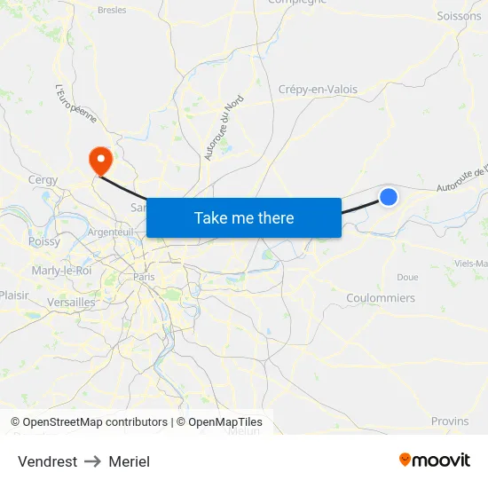 Vendrest to Meriel map