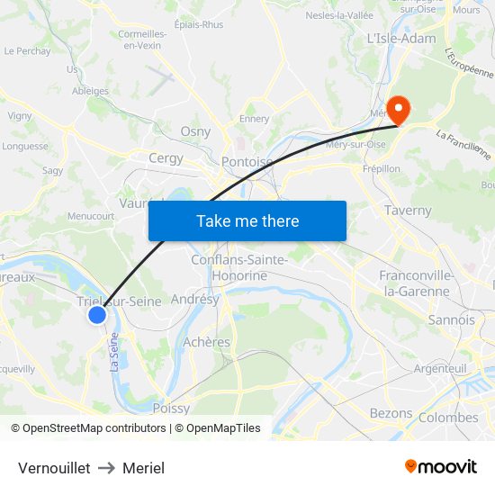 Vernouillet to Meriel map