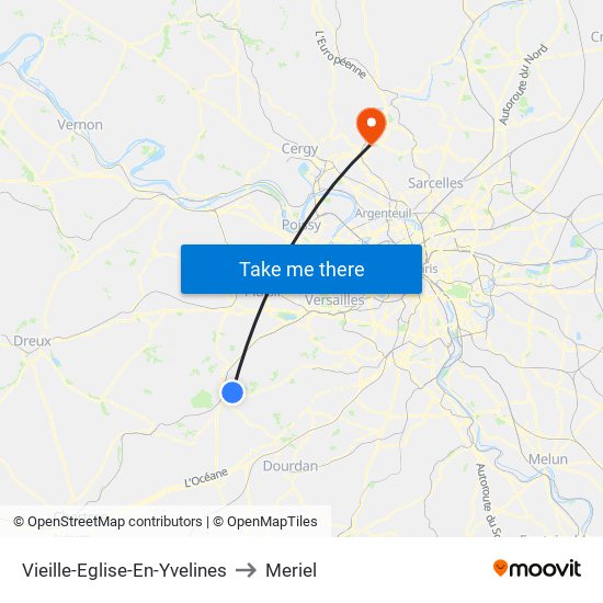 Vieille-Eglise-En-Yvelines to Meriel map