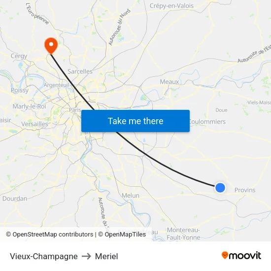 Vieux-Champagne to Meriel map