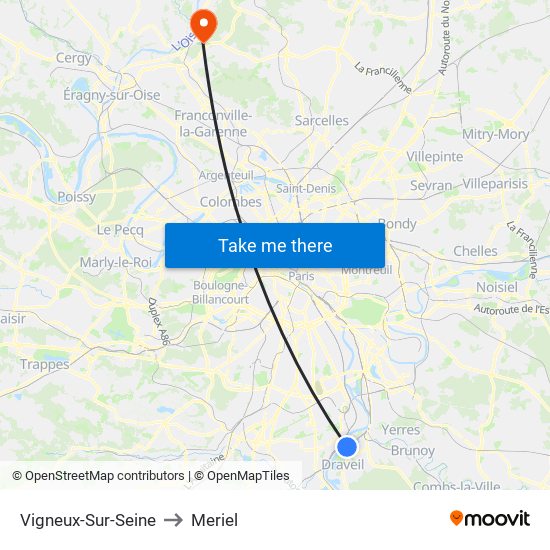 Vigneux-Sur-Seine to Meriel map