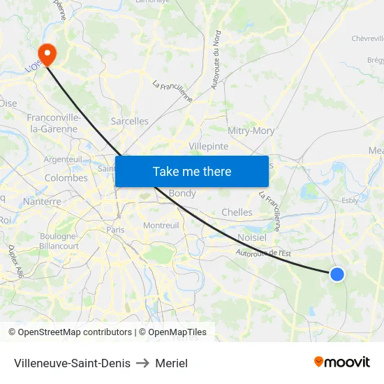 Villeneuve-Saint-Denis to Meriel map