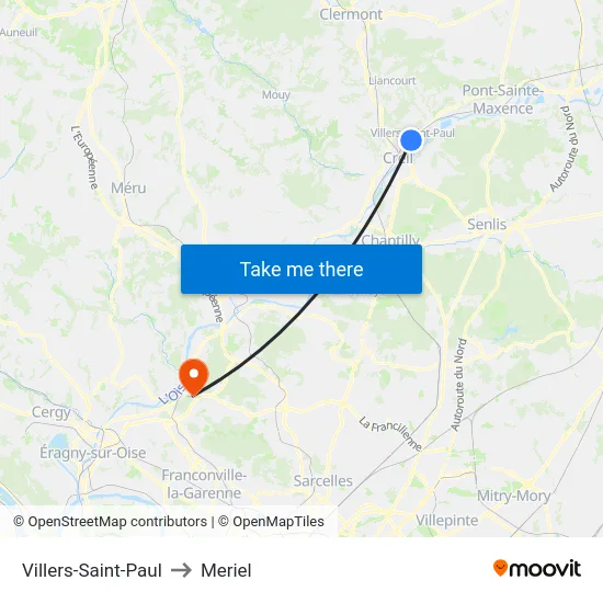 Villers-Saint-Paul to Meriel map