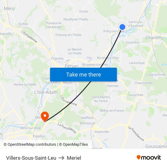 Villers-Sous-Saint-Leu to Meriel map