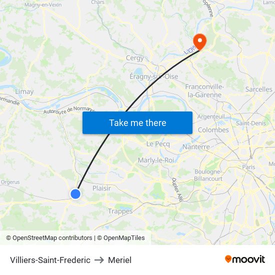 Villiers-Saint-Frederic to Meriel map