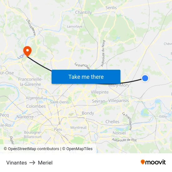 Vinantes to Meriel map
