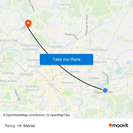 Torcy to Meriel map