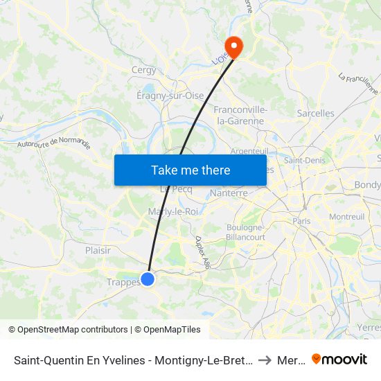 Saint-Quentin En Yvelines - Montigny-Le-Bretonneux to Meriel map