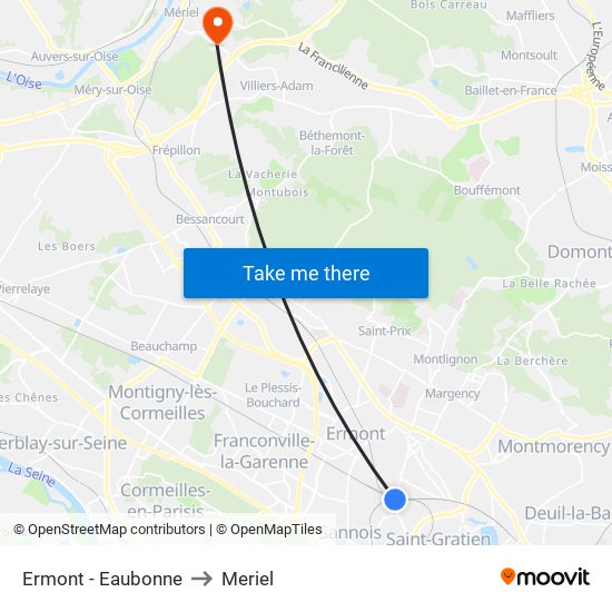 Ermont - Eaubonne to Meriel map
