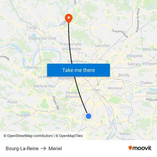 Bourg-La-Reine to Meriel map