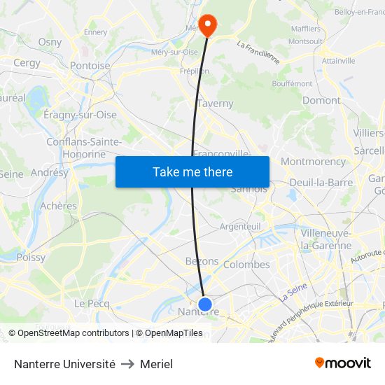 Nanterre Université to Meriel map