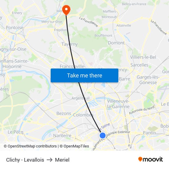 Clichy - Levallois to Meriel map