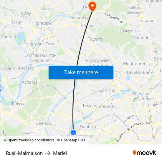 Rueil-Malmaison to Meriel map