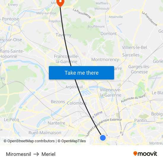Miromesnil to Meriel map