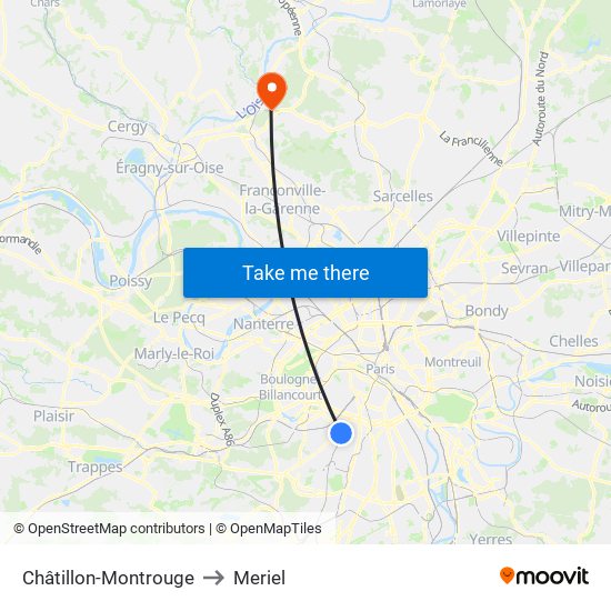 Châtillon-Montrouge to Meriel map