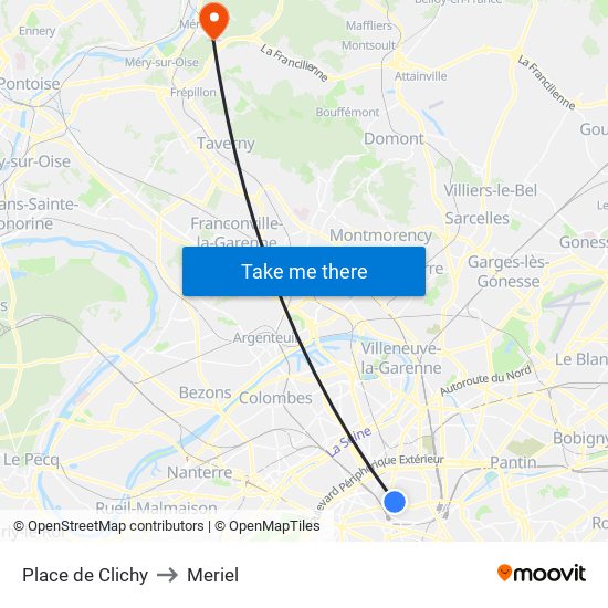 Place de Clichy to Meriel map