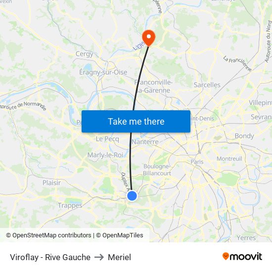 Viroflay - Rive Gauche to Meriel map