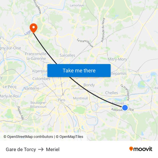 Gare de Torcy to Meriel map