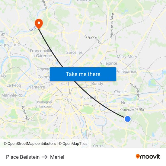 Place Beilstein to Meriel map