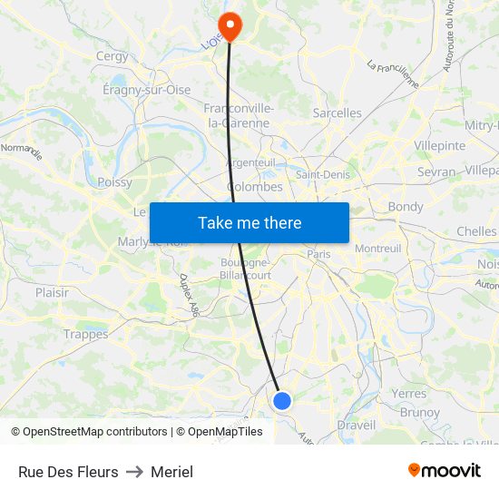 Rue Des Fleurs to Meriel map