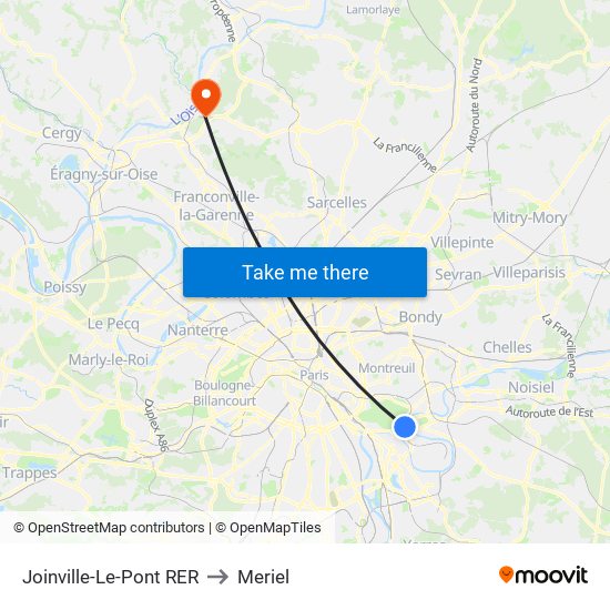 Joinville-Le-Pont RER to Meriel map