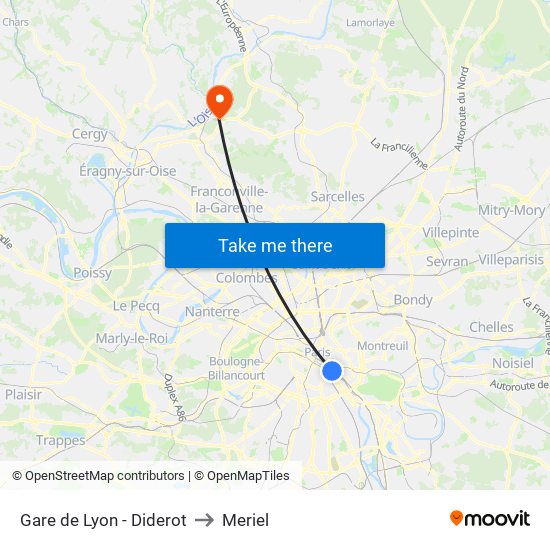 Gare de Lyon - Diderot to Meriel map