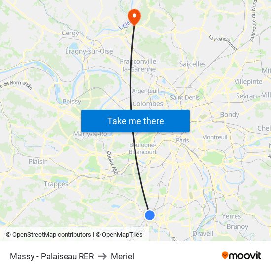 Massy - Palaiseau RER to Meriel map