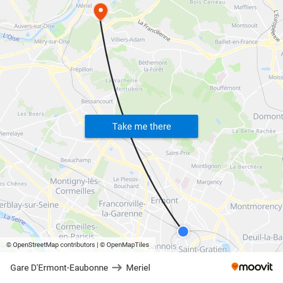 Gare D'Ermont-Eaubonne to Meriel map