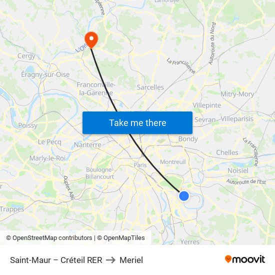 Saint-Maur – Créteil RER to Meriel map