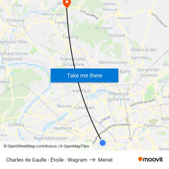 Charles de Gaulle - Étoile - Wagram to Meriel map