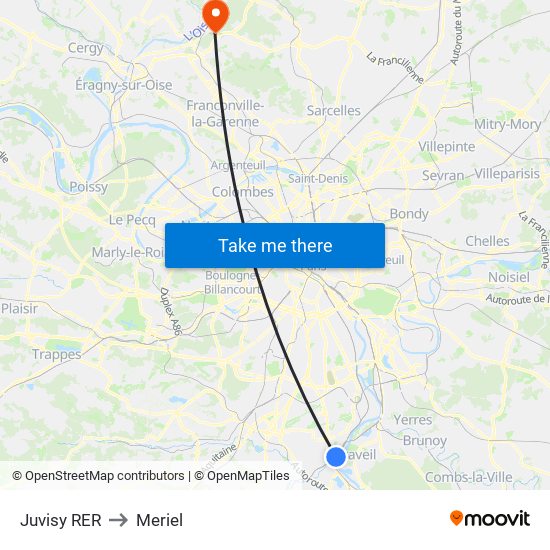 Juvisy RER to Meriel map