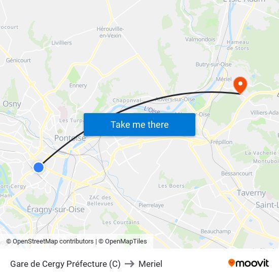 Gare de Cergy Préfecture (C) to Meriel map
