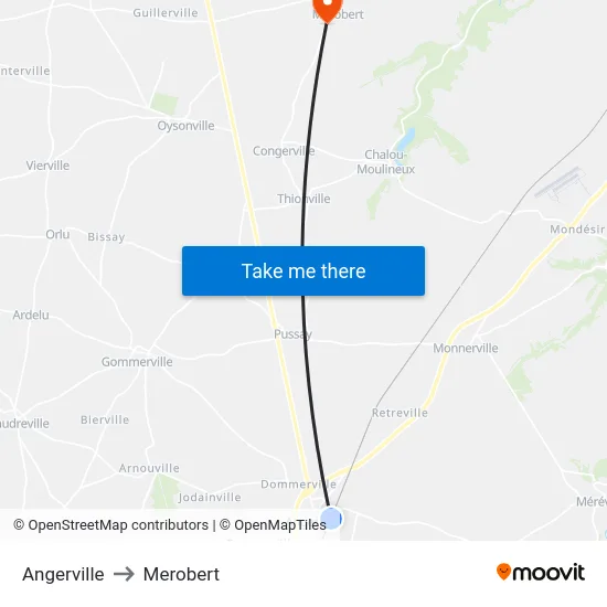 Angerville to Merobert map