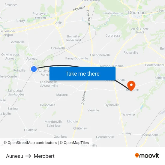 Auneau to Merobert map